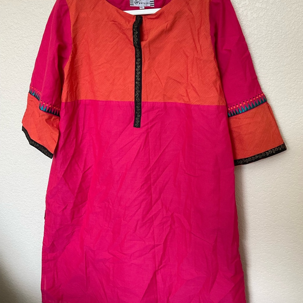 Westside brand indian kurta. Pink and orange cotton.